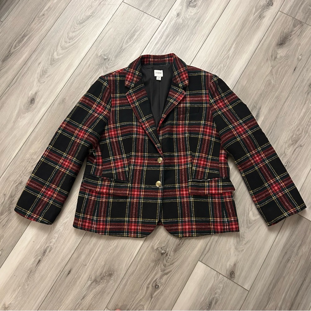 J. Crew Red and Black Plaid Blazer